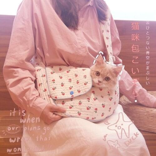 Pet Backpack Cute Printing Out Portable Pet Bag One-Shoulder Cat Backpack Messenger Travel Back