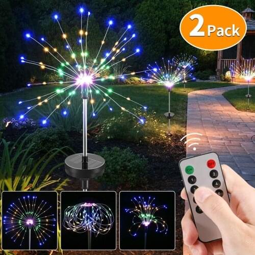 Solar Garden Lights 120 Multicolor LED Outdoor Firework Lights 30 Wires String Landscape Light DIY Flowers Trees 8 Modes