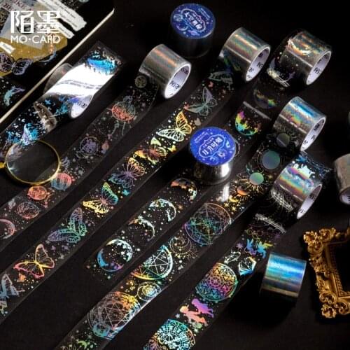 Dream Universe Silver Masking Washi Tape Decorative Butterfly Magic Circle Adhesive Tape Decora Diy Scrapbooking Sticker Label