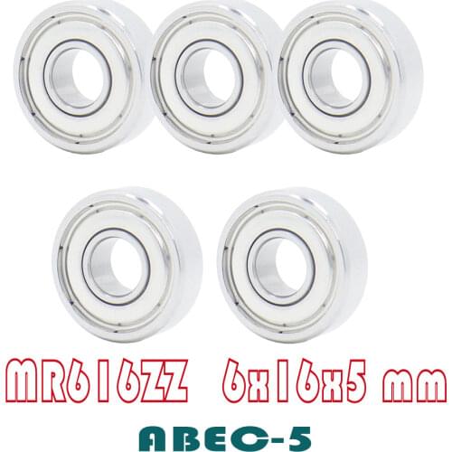 MR616ZZ Ball Bearing 6*16*5 mm 5PCS ABEC-3 Non Standard B6-63Z R-1660HH Deep Groove Bearings MR616 Z B6-63
