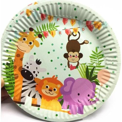 10pcs Zoo Theme Disposable Paper Plates 7inch Lion Elephant Monkey Kids Favor Childrens Birthday Thanksgiving Party Supplie