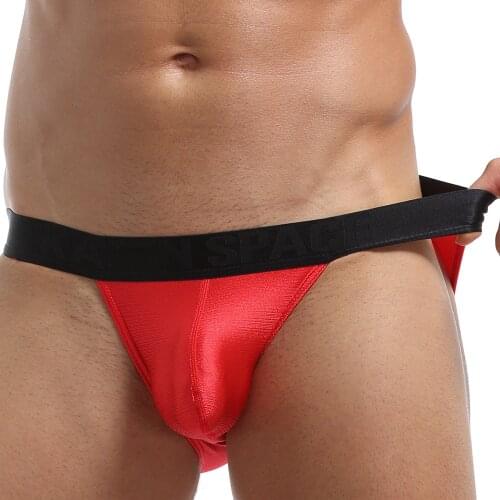 Men Underwear Jockstrap Bright Silk Mens Briefs Underwear Cool Sexy Men Underwear Cueca Masculina Briefs Men