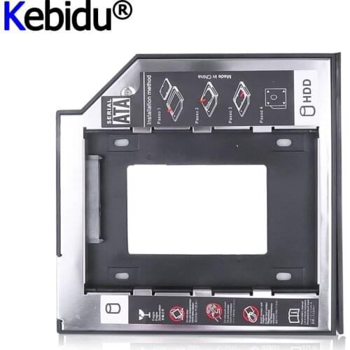 Kebidu Universal SATA to SATA 2nd HDD Caddy 9.5mm for 9mm 9.5mm SSD Case Hard Disk Drive Enclosure Bay for Notebook ODD Optibay