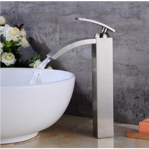 Vidric Basin Faucets Brass Oil Rubbed Bronze Bathroom Faucet Tall Single Handle Black Square Deck Mounted Sink Crane Mixer Water