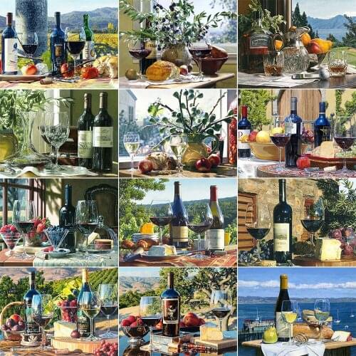 XUEQIXIAOZU Full Square/Round Wine Scene Landscape 5D DIY Diamond Painting Embroidery Mosaic Kit Home Decor Explosion