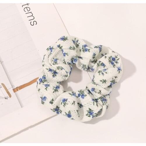 Women Floral Hair Scrunchies Vintage Hair Rings Elastic Rubber Band Girls Fashion Ponytail Scrunchies Hair Accessories