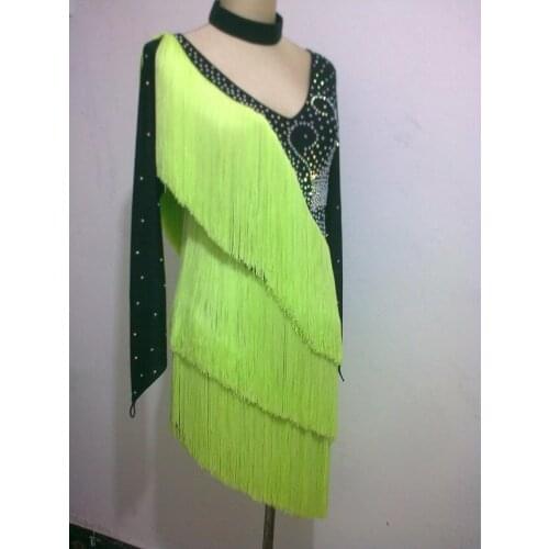 New style Latin dance costume sexy diamond single sleeves latin dance competition dresses for women child latin dance dress