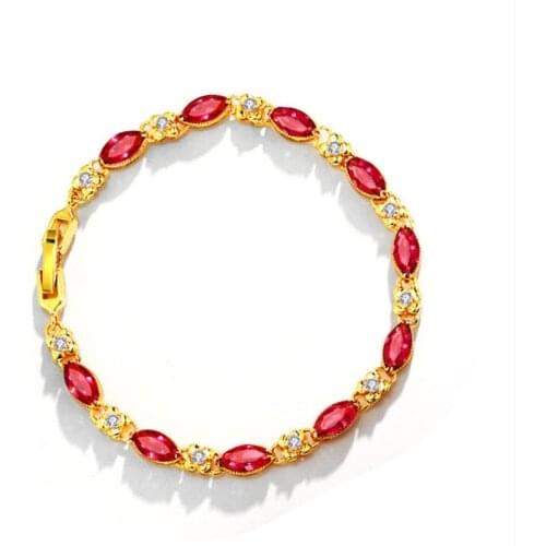 Women Fashion Gold Bracelet Color Ruby Crystal Adjustable Bracelet Girl Not To Lose Color Student Bracelet