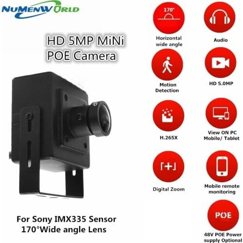 5MP Mini IP Camera 170degree Wide angle 5megapixels POE HD Audio webcam ONVIF P2P RTSP Surveillance Camera for Home Indoor