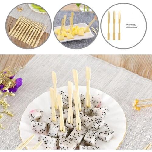 Bamboo 80Pcs/Set Pragmatic Cake Fruit Disposable Forks Lightweight Fruit Forks Ergonomic Design for Party