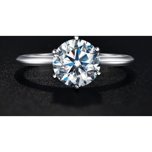 925 Sterling Silver Moissanite Ring Women Fashion Six-Claw Corolla Closed Single Ring Simulation Diamond Engagement Diamond Ring
