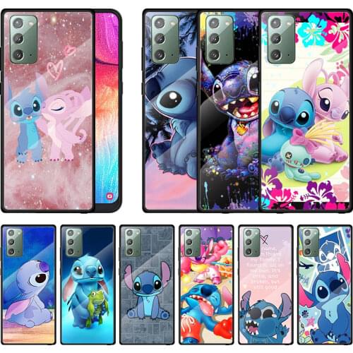Tempered Glass Cover Disney Lilo Stitch For Samsung Note 20 10 9 8 Ultra Lite Plus A70 A50 A40 A30 A20 A10 Phone Case