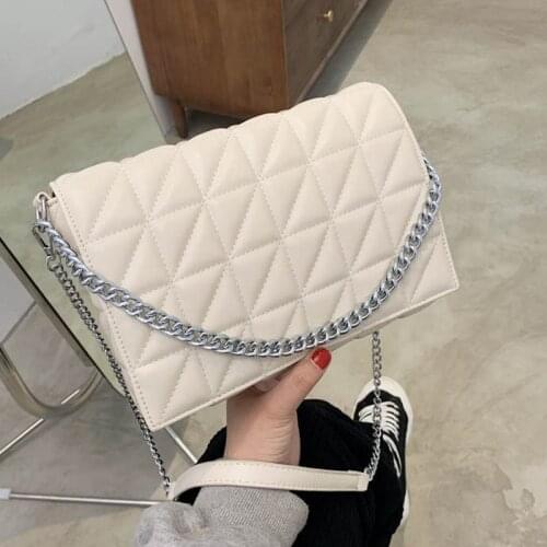 Branded Womens Thick Chain Crossbody Bag Diamond Lattice Shoulder Bag Quilted Handbag Purses Women Clutch Bags Shopping Purse