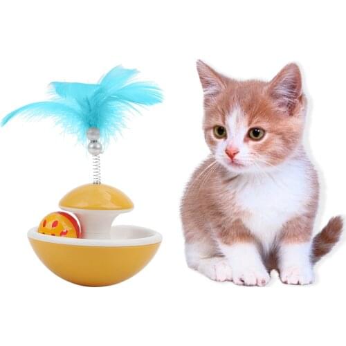 HOOMIN Tumbler Cat Entertainment Toys Rolling Scratching Ball Interactive Feather Ball Toy