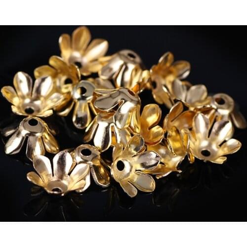 Bead Caps 6/8/12mm Hollow Flower Metal Filigree Silver Gold Loose Spacer Bead For DIY Making Needlework Accessories For Jewelry
