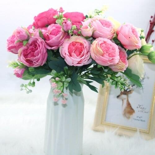Hot selling 1pcs/Nordic 9 simulation roses wedding wedding bouquets wedding photography props floral home decoration simulation