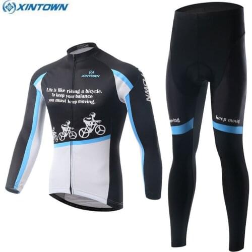 XINTOWN Mens Ropa Ciclismo Team Autumn Cycling Jersey Long Sleeve Tops Bicycle Bib Pants Riding Clothing Sports Wear