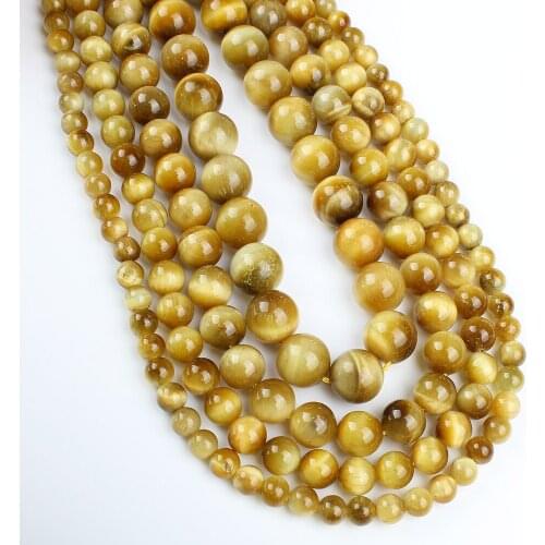 4-10mm Natural Semi-precious Golden Tiger Round Loose Beads Beadwork Bracelet Necklace Chain DIY Jewelry Making Accessories B87