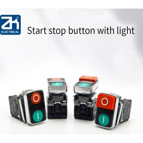 New style XB4 series double button switch start stop metal shape with light 1NO1NC