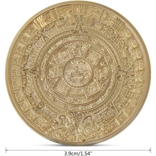 The Maya Gold Plated Coin Mexico Mayan Prophecy Calendar Antique Souvenir Coin Vintage Polish Coin Collectible Souvenir Gifts