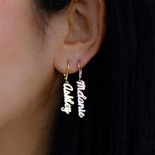 Personalized Custom Earring Pendants Gold Silver Color Name Stainless Steel Earrings For Women 2020 Female Fashion Jewelry Gift