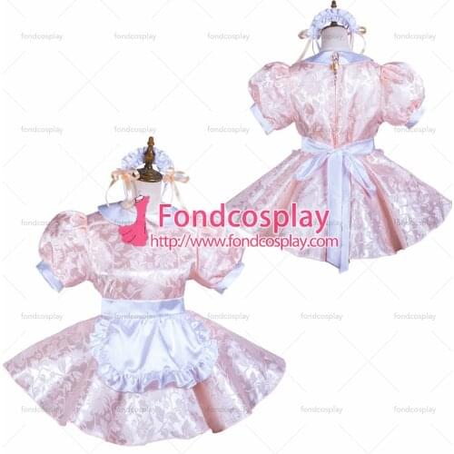 Sissy maid satin dress lockable Uniform cosplay costume Tailor-made[G3710]