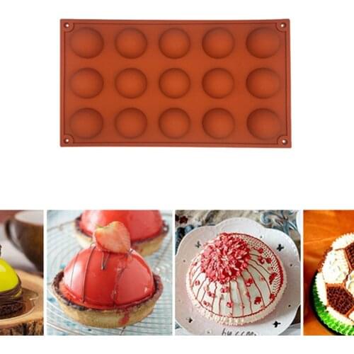 Hemisphere Shape Silicone 15 Holes Food Grade Baking Accessories Chocolate Candy Mold Bakeware Kitchen Gadgets