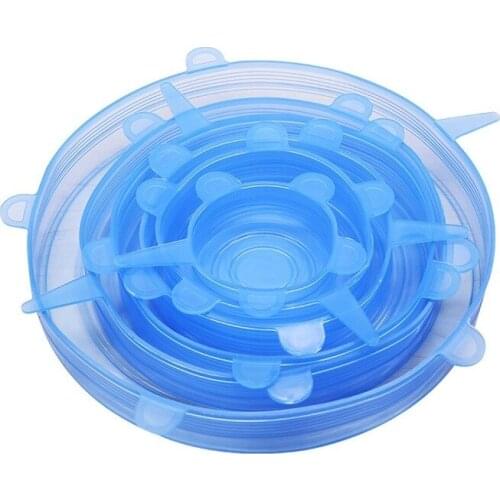 Silicone Stretch Lids 6 Pack Different Size Stretchable Food Covers for Cups, Pots, Can,bowls,Dishes,Mugs,Jars