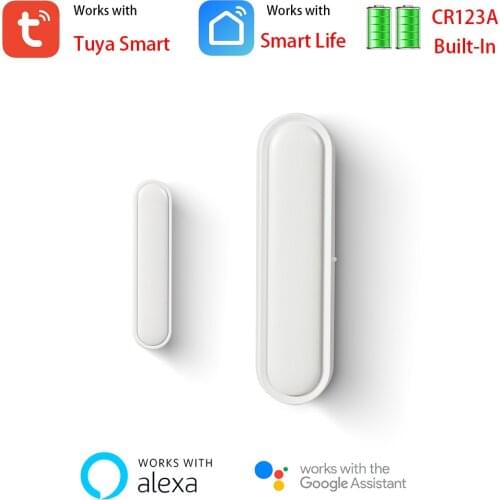 Tuya Smart WiFi Door Sensor Alexa Google Voice Command Open Close Status Window Sensor APP Alarm Notifications Battery Built-In