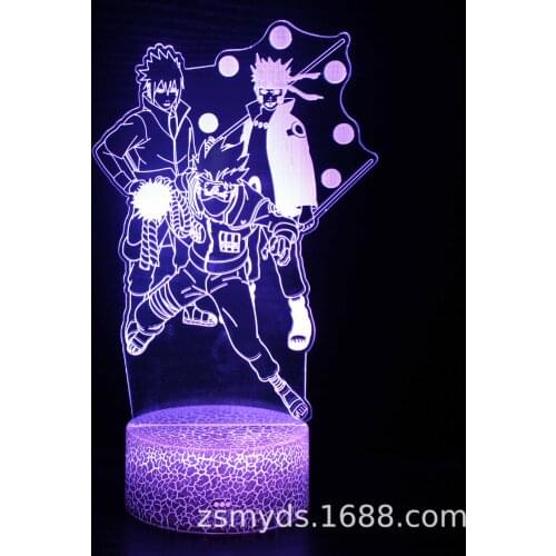 Naruto Uzumaki Naruto Sasuke 3D Night Light Modeling Light LED Visual Stereo Light USB Table Lamp Childrens Birthday Gift Toys