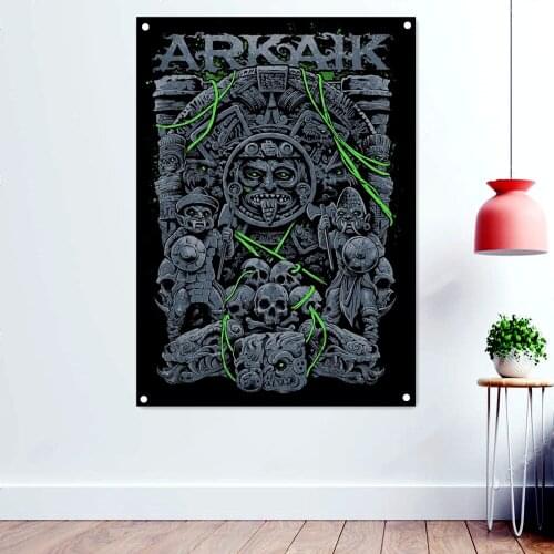 Dark Metal Artwork Banners Tapestry Horror Skull Tattoos Posters Macabre Art Background Wall Hanging Hard Rock Music Flags Mural