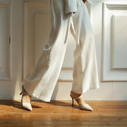 Summer Women Stiletto Heels Shoes Slingbacks Ankle Strap Pointed Toe Sexy Ladies High Heel Shoes Pumps 8cm Height Big Size 42