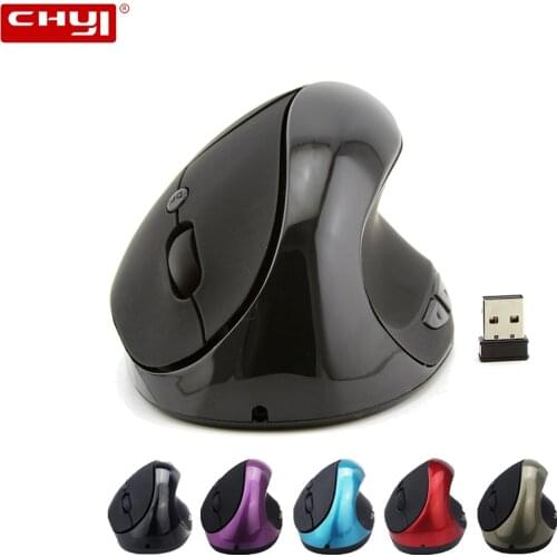 CHYI Wireless Vertical Ergonomic Mouse 2.4G 1600DPI USB Optical Computer Mause Rechargeable Office PC Gamer Mice with Mousepad