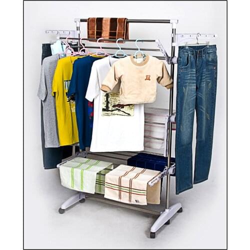 6 Tiers Adjustable Clothes Rack Clothing Clothes Airer Horse Stainless Laundry Rack Hanging Drying Folding Storage Organizer