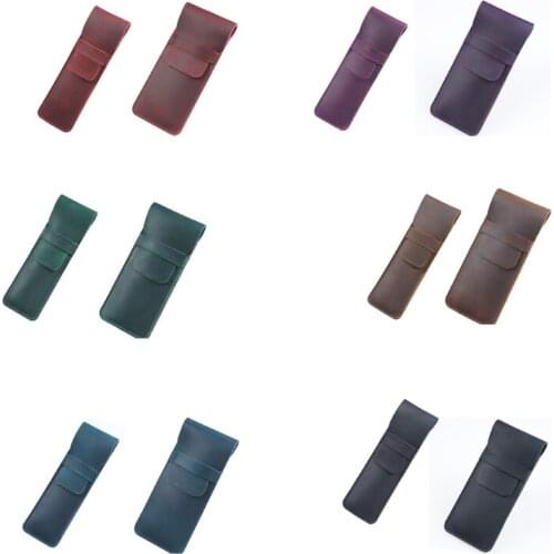 YYDS Vintage Brown Pen Cover Small Retro Pen Holder Exquisite Leather Pen Pouch Holder Pen Bag Gift for student Teacher Adult