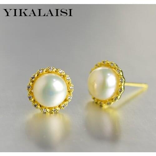 YIKALAISI Fashion Jewelry For Women 9-10mm Oblate Natural Freshwater Pearl Earrings 2021 New Wholesales