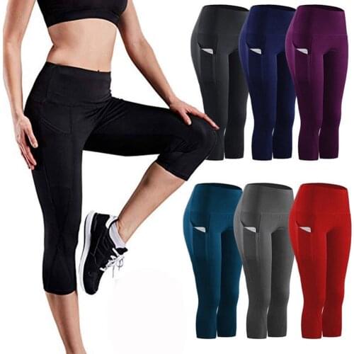 Womens Yoga Pants Running Pants Tights Tummy Control Workout Running 4 Way Stretch Yoga Leggings Tights High Waist with Pocket
