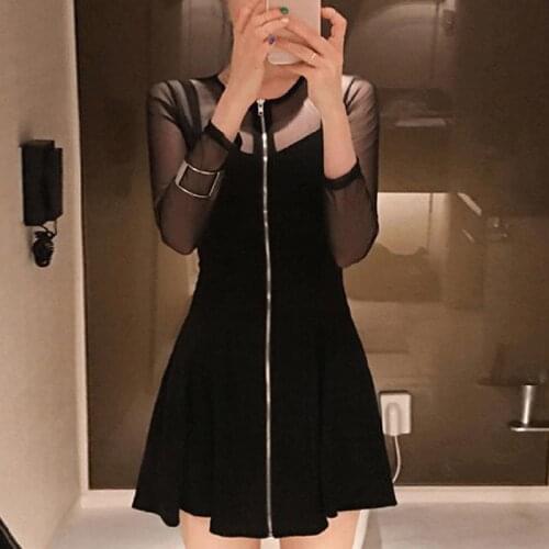 Women Sexy Dress Spring And Summer Patchwork Zipper Party Sexy Dresses