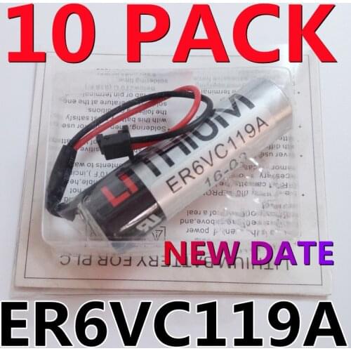 10PCS Fresh Date 10PCS Original ER6V ER6VC119A 3.6V 2000mAh Battery For TOSHIBA Servo With Black Plug