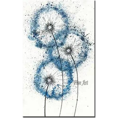 100% Hand-painted Latest Design Abstract Dandelion Flower Acrylic Paintings Picture Wall Decor Canvas Art Unframed Artwork