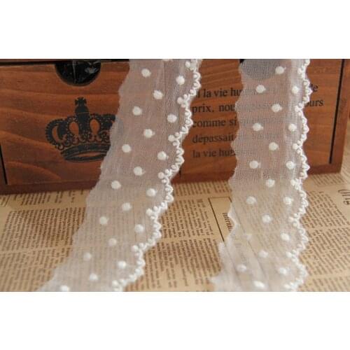 2 Yards Dot Lace Trim, Single Scalloped Edging Trim Lace, Embroidered Tulle Lace 1.5" Wide Price