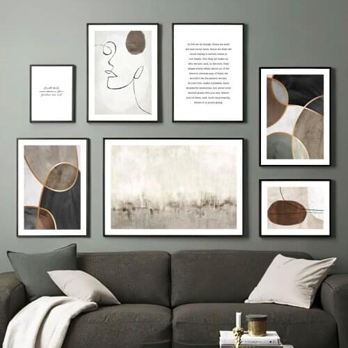 Abstract Scenery Golden Sea Line Figure Quotes Nordic Posters And Prints Wall Art Canvas Painting Decor Pictures For Living Room