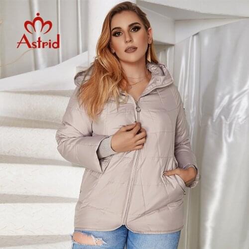 Astrid 2021 New Autumn Winter Womens coat women Windproof warm parka Plaid fashion Jacket hood Plus size female clothing 9385