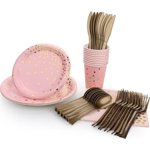 Paper Plates Disposable Dinnerware Paper Bronzing Environmental Disposable Baby Shower