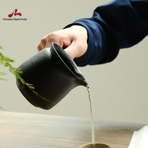 Tea Set Black Ceramic Tea Infusers Tea Pitcher Chinese Kung Fu Tea Accessories