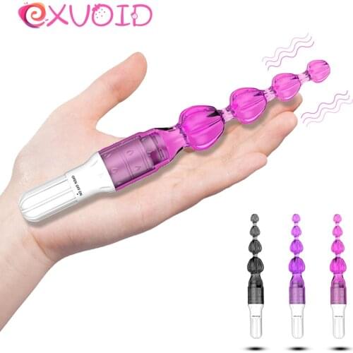 EXVOID Anal Vibrator G-Spot Massager Jelly Anal Beads Dilator Dildo Vibrator Butt Plug Long Stick Silicone Sex Toys for Women