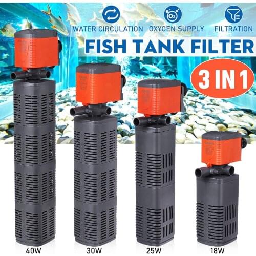 18W/25W/30W/40W Aquarium Filter Submersible Power Internal Filters For Fish Tank Filter Pump 3 In 1 Spray Flow Biological