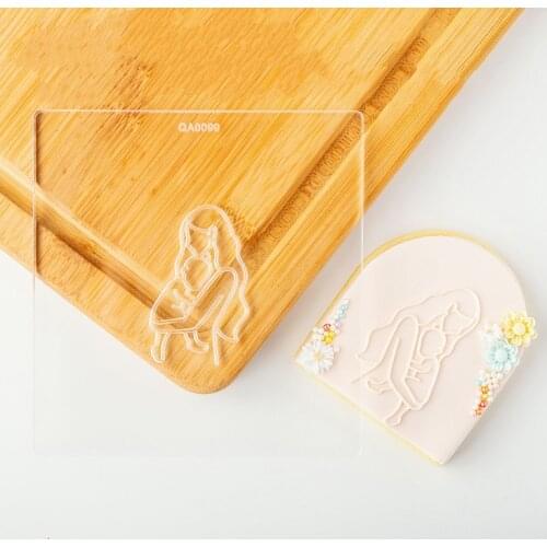 Cake Decoration Tool Mom Love Baby Acrylic + Cutter Reverse Stamp Embosser Fondant Plastic Mould Baking Tools Happy Mothers Day