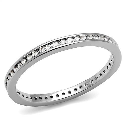 Rhodium Brass Ring with AAA Grade CZ in Clear