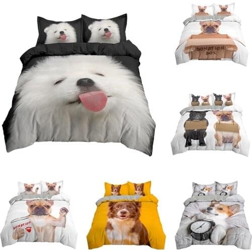 Lovely Dog Bedding Set 3D Printed Cute Animal Duvet Cover Twin Full Queen King Double Supking Sizes Bed Linen Pillowcase 2/3Pcs